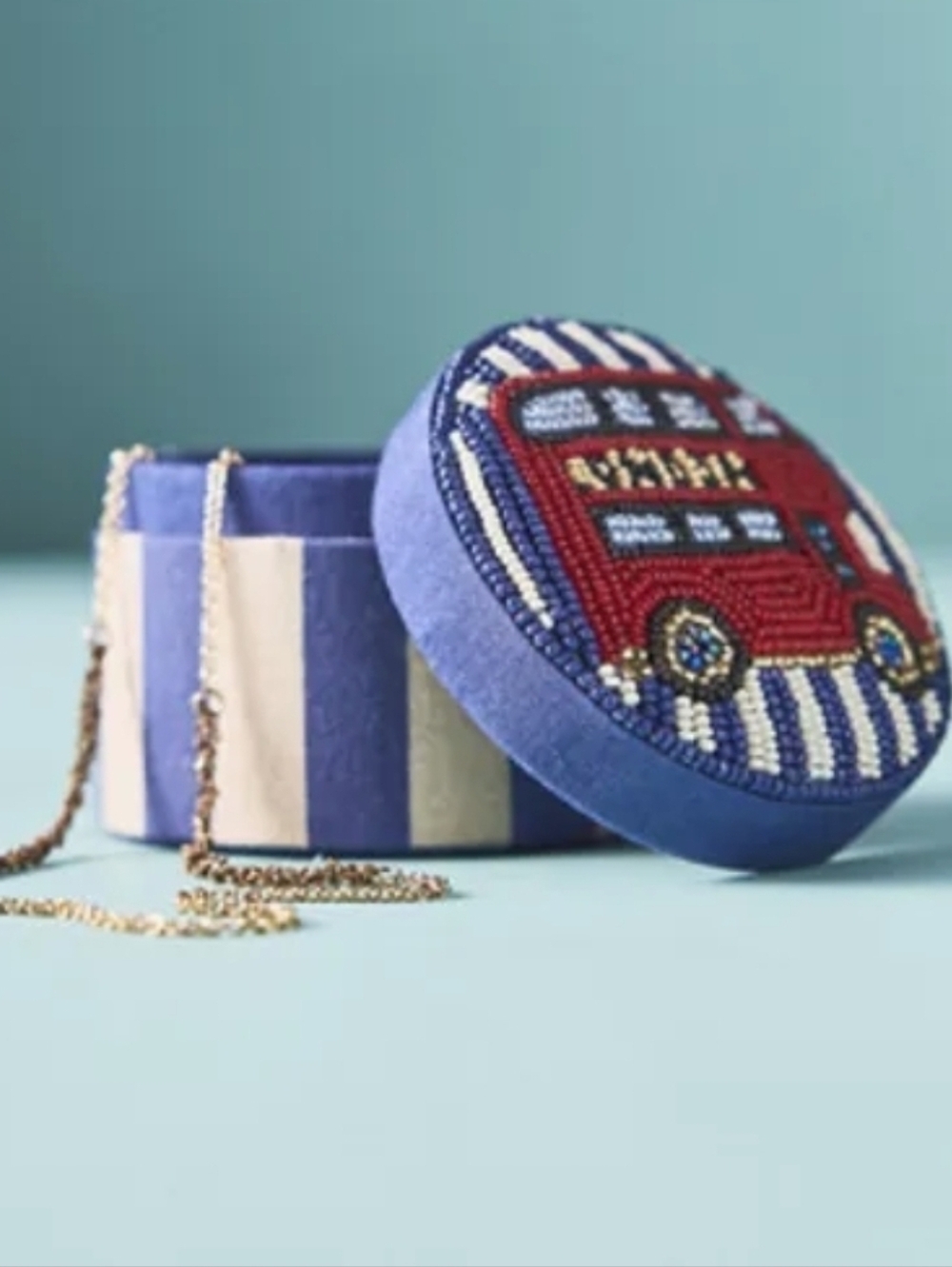 Anthropologie Fiona Beaded City Lidded Jewelry Box London